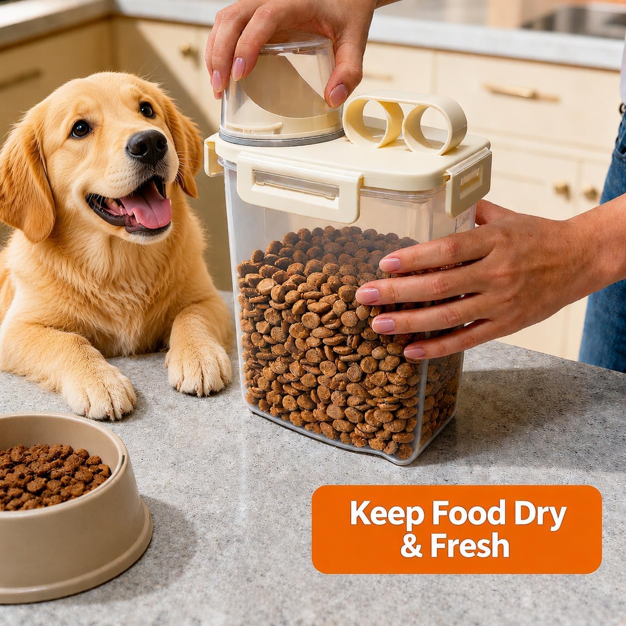 2 Pack Small Cat Food Storage Container with Wide-Mouth Pour Spout - 2Lbs/2.1QT Dog Pet Food Container for Cat Dog Food, Bird Seed, Chicken - Versatile Dry Food Bin Dispenser for Rice, Flour, Cereal