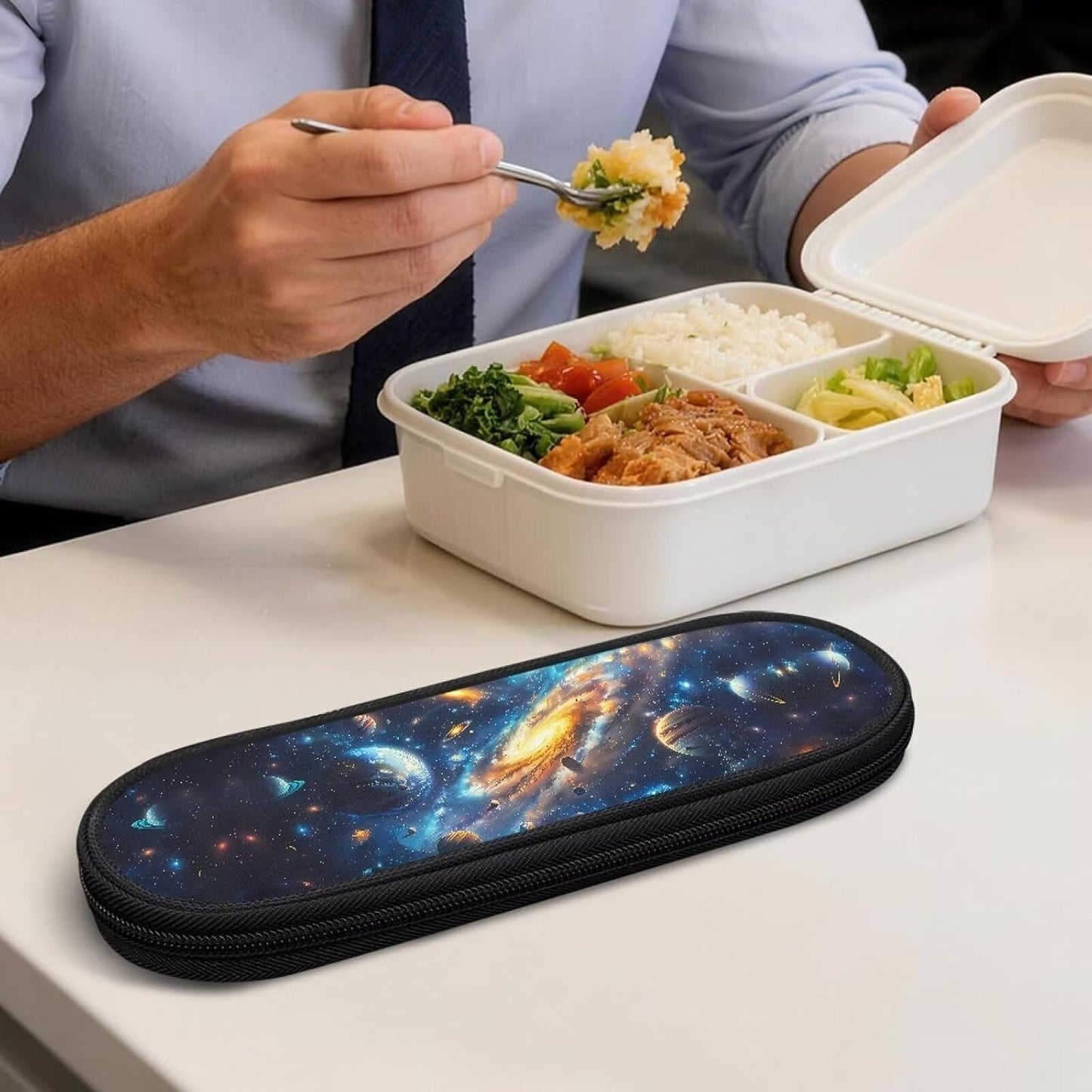 Travel Cutlery Set with Case for Kids Portable Utensil Case Reusable Silverware Pouch for School Travel Lunch Capybara Flower