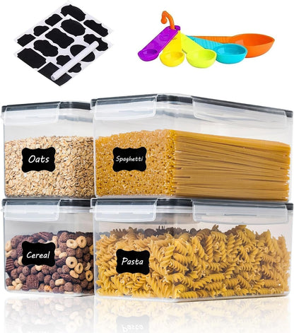 Airtight Food Storage Containers with Lids, BPA Free Clear Pantry Storage Container for Kitchen Food Pantry Organizers and Storage, Plastic Pantry Organiser for Cereal,Flour and Sugar 42 pack