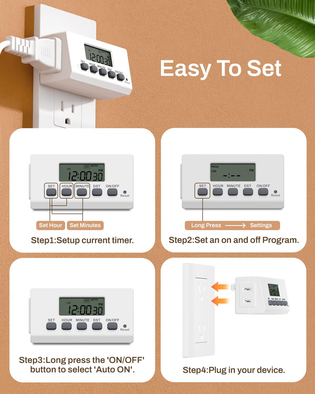 BN-LINK Indoor 7-Day Programmable Digital Timer Outlet, 2 Outlets