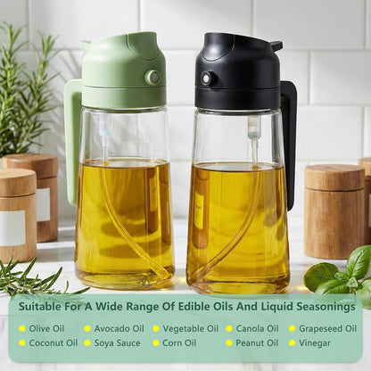 Oil Sprayer for Cooking, 2-in-1 Oil Mister & Dispenser Bottle for Air Fryer, Salad, BBQ, Kitchen Gadgets Accessories, 2 Pack