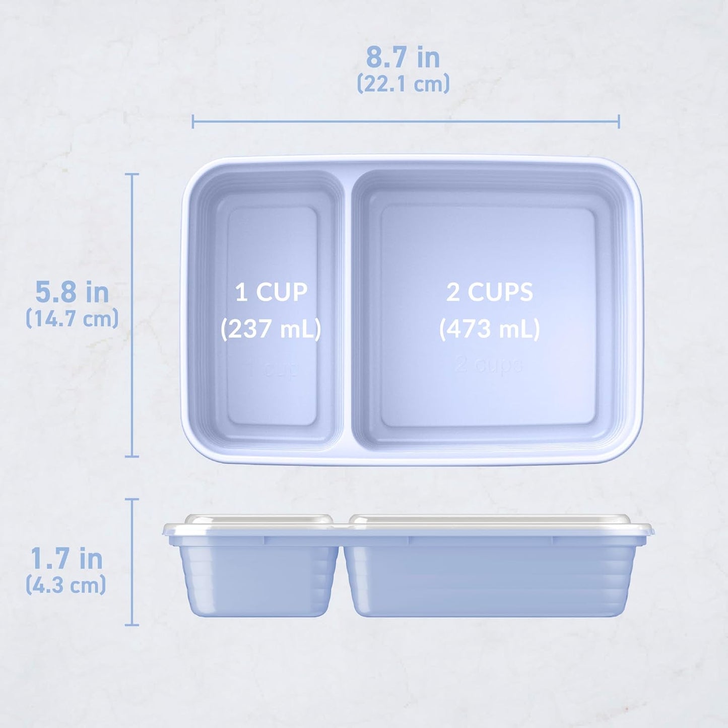 Bentgo Prep - 20-Piece 2-Compartment Reusable Meal Prep Containers with Lids, PFAS & BPA Free Materials, Durable, Microwave, Freezer, & Dishwasher Safe To Go Food Storage (Rose Gold)