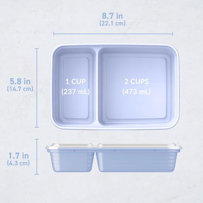 Bentgo Prep - 20-Piece 2-Compartment Reusable Meal Prep Containers with Lids, PFAS & BPA Free Materials, Durable, Microwave, Freezer, & Dishwasher Safe To Go Food Storage (Rose Gold)