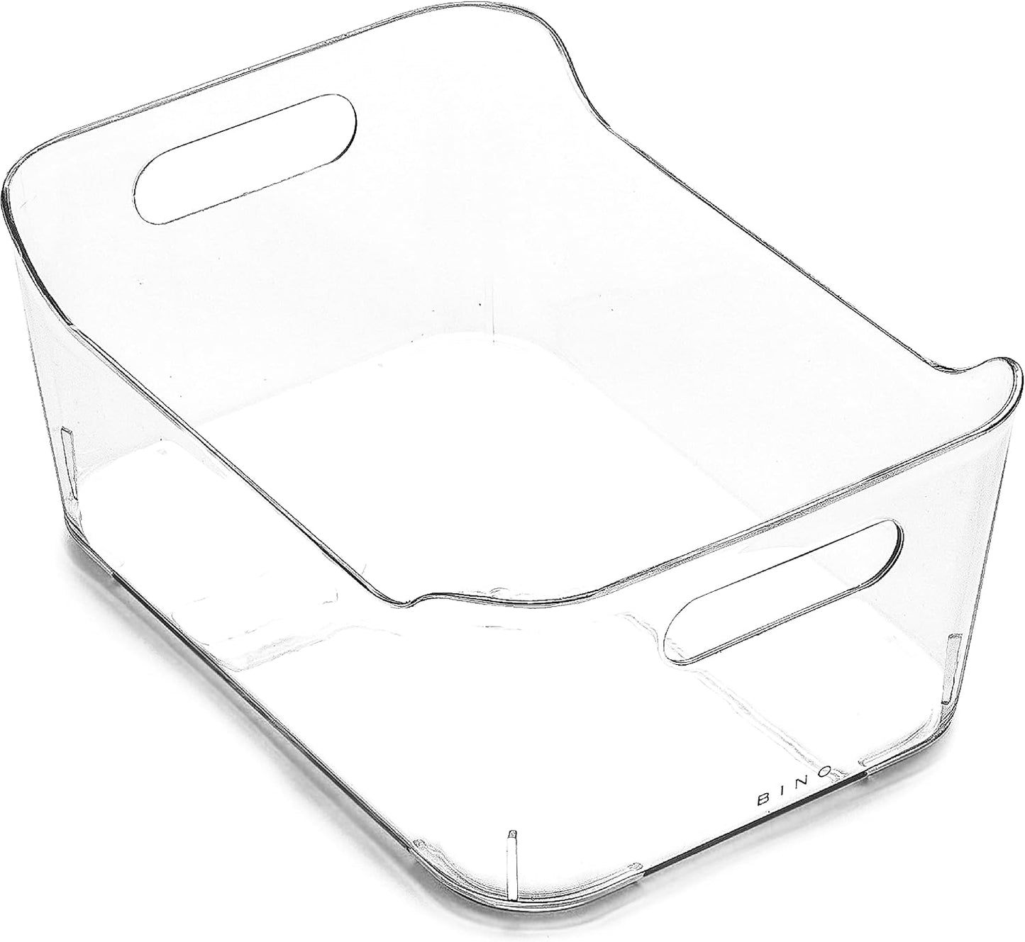 BINO Refrigerator, Freezer and Pantry Cabinet Storage Organizer Bin with Handles - Clear and Transparent Plastic Wide Nesting Food Container for Home and Kitchen (Clear, Small)