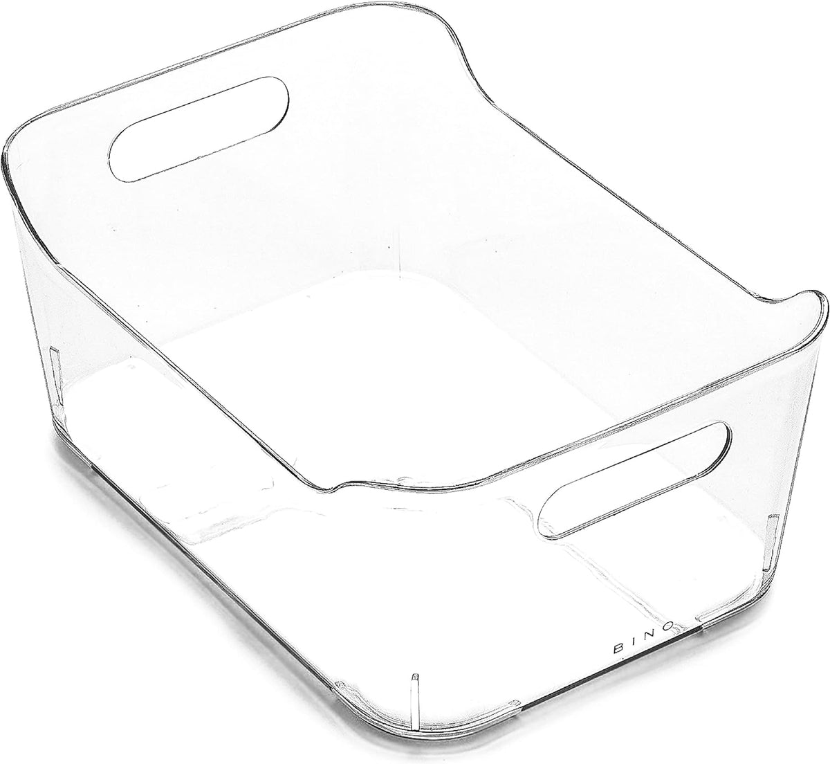 BINO Refrigerator, Freezer and Pantry Cabinet Storage Organizer Bin with Handles - Clear and Transparent Plastic Wide Nesting Food Container for Home and Kitchen (Clear, Small)