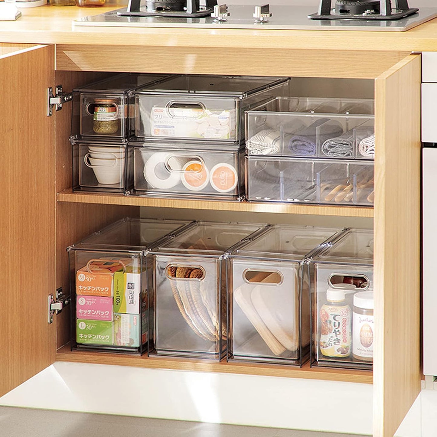 shopwithgreen Refrigerator Organizer Bins with Pull-out Drawer, Drawable Clear Fridge Drawer Organizer with Handle, Plastic Kitchen Pantry Storage Containers , 2 Pack, 3.7QT