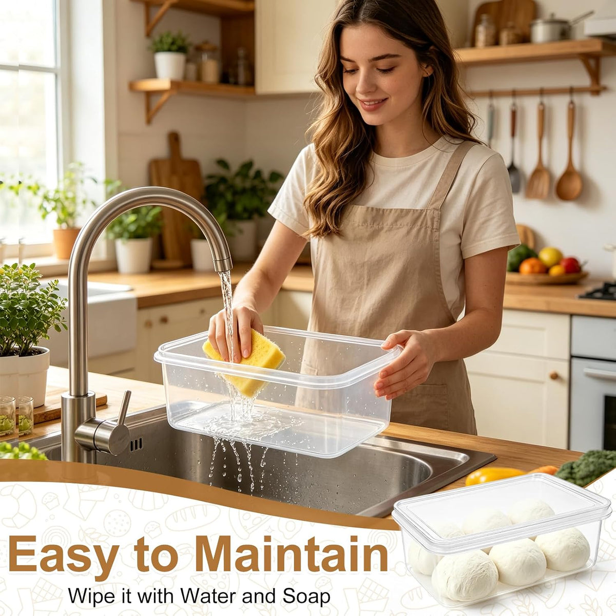 2 Pack 16 L Pizza Dough Proofing Box with Lid, Proofing Container