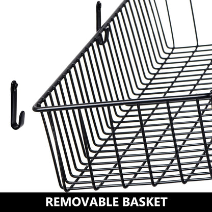 3 Pack Extra Large Wire Basket with Metal Handles, Metal Basket for organizers and storage, Wire Storage Baskets for Pantry, Cabinet, Fridge, Kitchen, Wardrobe, Garage, Bathroom, Black