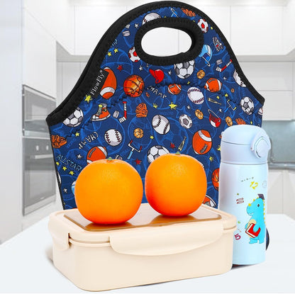 FlowFly Neoprene kids Lunch box Insulated Soft Bag Mini Cooler Thermal Meal Tote Kit for Boys, Girls,Men,Women,School,Work, Office,Black