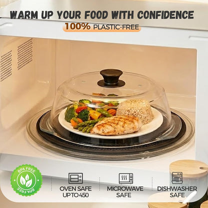 Glass Microwave Splatter Cover for Food with Silicone Trivet