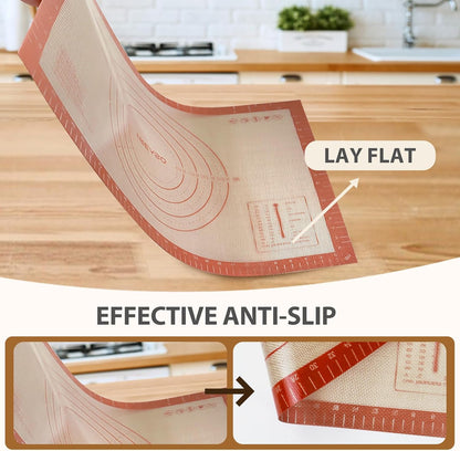 Pastry Mat, 0.7mm Extra Thick 28 x 20 Inches Large Non Stick Silicone Baking Pad, Pie Crust Rolling Supplies for Making Christmas Cookies Bread, Easy to Clean
