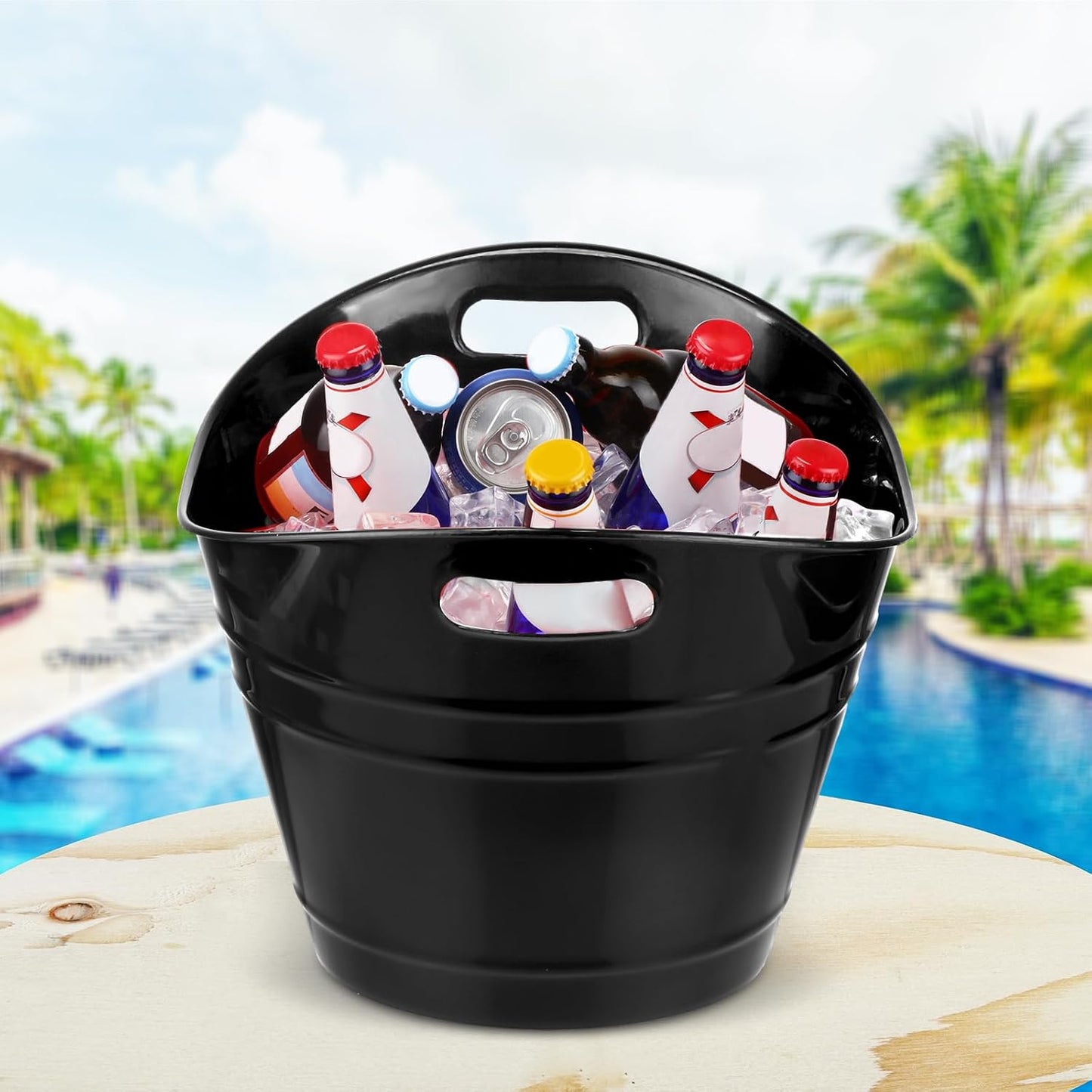 Patelai 6 Pcs Ice Buckets Bulk, Plastic Ice Buckets with Handles, Oval Storage Tub, Large Capacity Drink Tub for Party Bar Wine Beer Champagne Beverage Bottle Cooler(4.5 Liter,Clear)