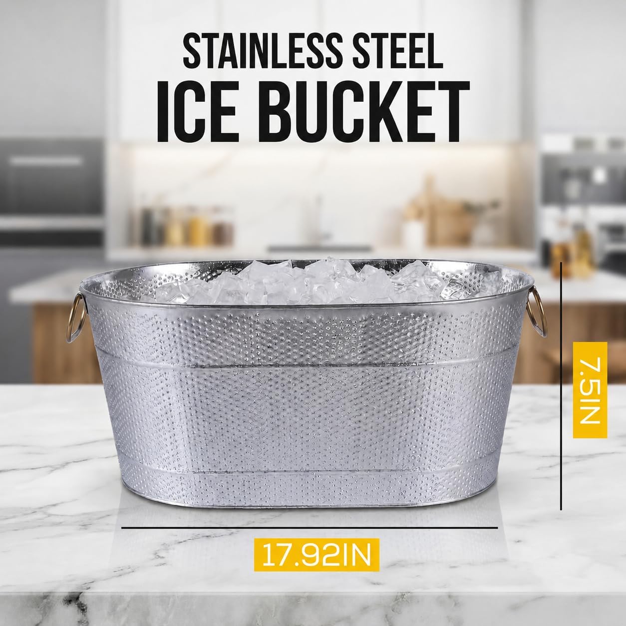 18” Stainless Steel Beverage Tub - 5 Gallon - Gold Handles & Shovel Included - Holds 30 Bottles & Stays Cold for Hours - Use as Wine Bottle Chiller to Beer Bucket Holder - Leak Proof (Gold)