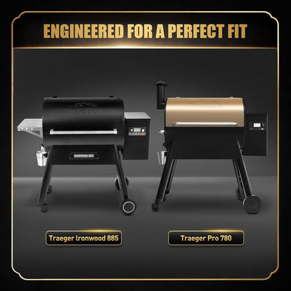 QuliMetal Folding Front Shelf for Traeger Pro 34, Texas Elite 34, Century 885 and Eastwood 34, 37" x 12" Heavy-Duty Grill Prep Table with Cutting Board, Stainless Steel Basin, Lid and 5 Hooks