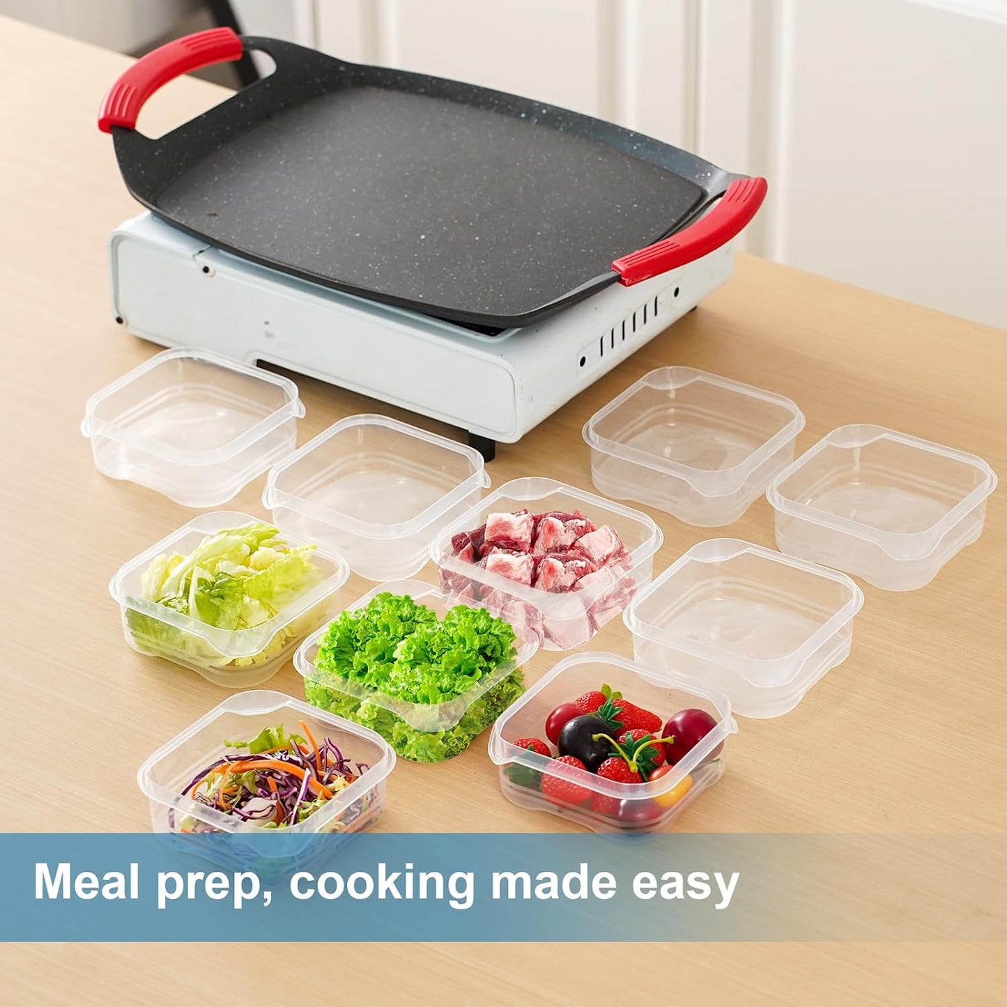 10 Pcs Meal Prep Containers, Reusable BPA Free Food Storage Containers with Lids, 12 oz Square Freezer Storage Boxes, Plastic Food Storage Container for Kitchen（12 x 12cm）