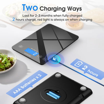 KOIOS 33lb Kitchen Scale 0.1oz Precision,Batteries & USB-C Charging(White)
