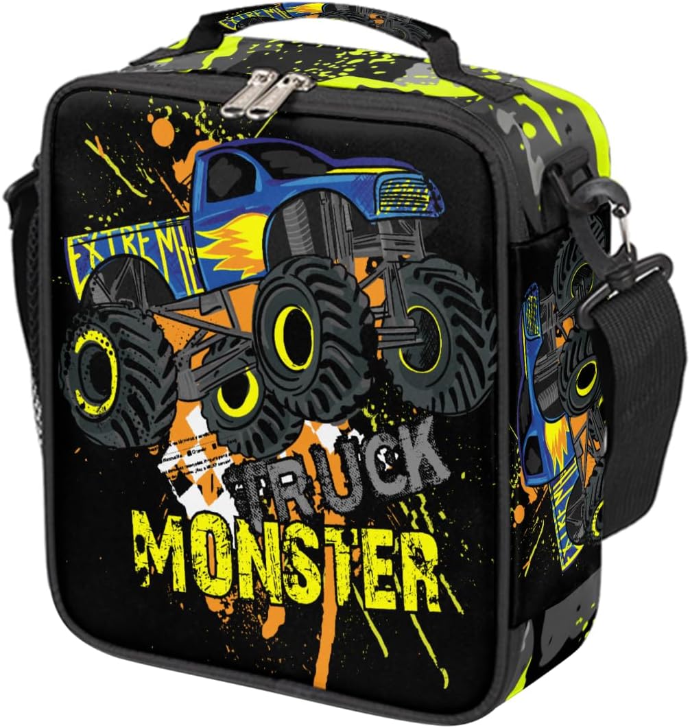 cfpolar Skull Skateboard Lunch Box for Boys Girls, Insulated Lunch Bags for Kids Reusable Mini Cooler Lunch Tote Lunchbox Thermal Meal Tote Kit with Shoulder Strap for Work School Picnic