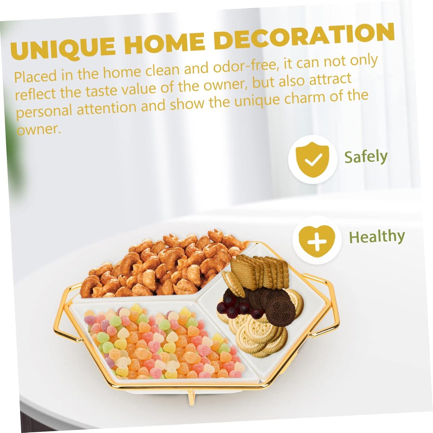 Diamond Platter - Multi-Grids Snack Tray for Dried Fruits Cookies and Candies - Ideal for Kitchen Dining Picnics and Gatherings