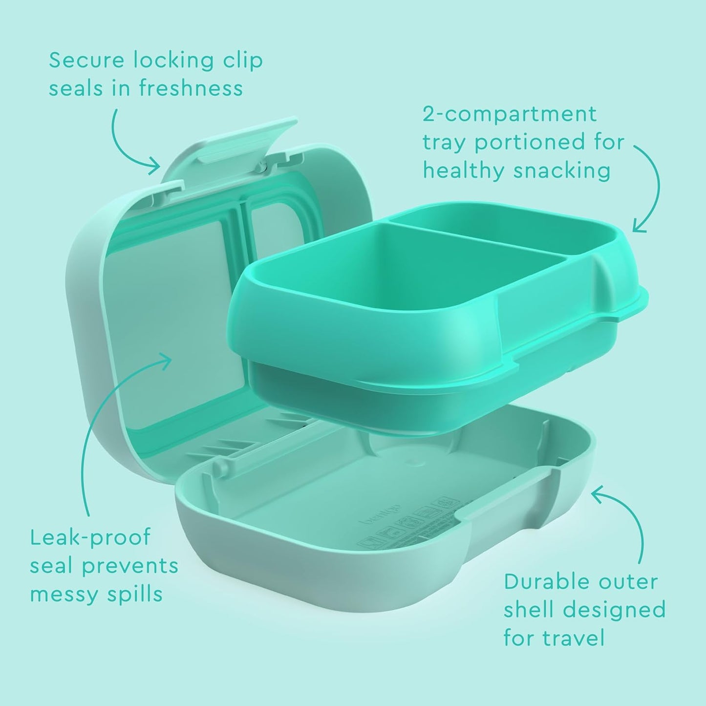 Bentgo Kids Snack - 2 Compartment Leak-Proof Bento Box Container for Snacks and Small Meals, Easy-Open Latch, Dishwasher Safe, BPA-Free for School, Daycare, & Sports - Ideal for Ages 3+ (Gray)