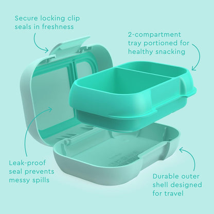 Bentgo Kids Snack - 2 Compartment Leak-Proof Bento Box Container for Snacks and Small Meals, Easy-Open Latch, Dishwasher Safe, BPA-Free for School, Daycare, & Sports - Ideal for Ages 3+ (Gray)
