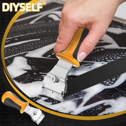 DIYSELF Razor Blade Scraper, 1 Pack Scraper Tool with 10pcs 4-Inch Blades, Razor Scraper for Cleaning Glass, Window, Stove Top, Oven, Kitchen, Cooktop, Shower Door, Sticky Residue, Tile, Wallpaper