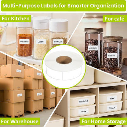 Ortarco 1000 Pcs Removable Food Labels Stickers for Storage Bins, Waterproof & Oil Resistant Freezer Labels with Perforation Line 1" x 2"