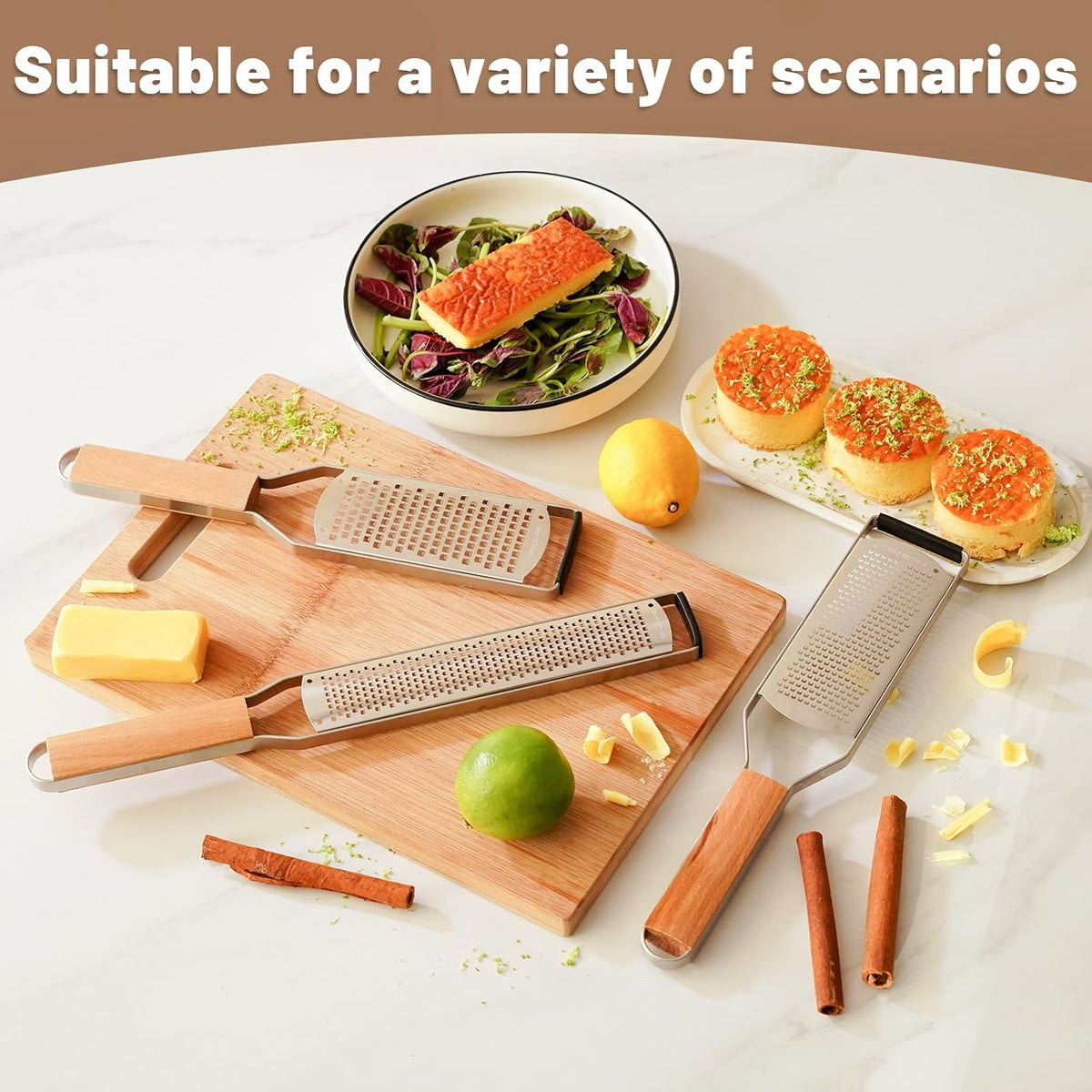 SHIKORI Professional Cheese Graters for Kitchen Stainless Steel-3 Pcs