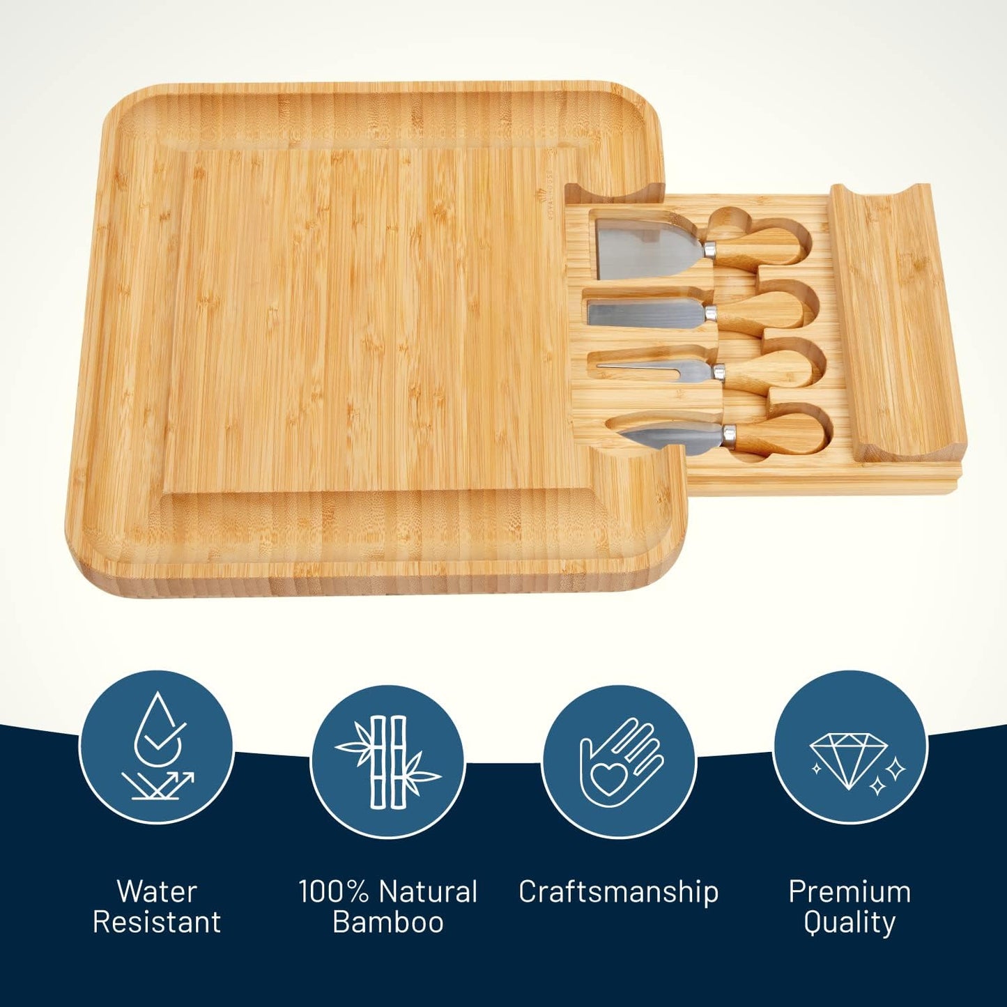 RoyalHouse Bamboo Cheese Board and Charcuterie Boards Set & Serving Tray for Meat, and Wine - Birthday Gifts for Women, Wedding Gift for Couples 2025, Bridal Shower, Housewarming Gift New Home