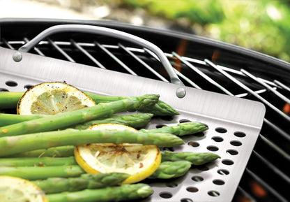 Outset 76631 Stainless Steel Grill Topper Grid, 11"x7" BBQ Pan With Handles
