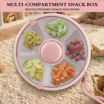 Proudy Portable Snack Spinner Bundle, Food Storage Container, Spinner Box with Rotating Storage, Reusable Kids Snack Container with 5 Compartment Dispenser and Lid, Spinner Box (Light Green)