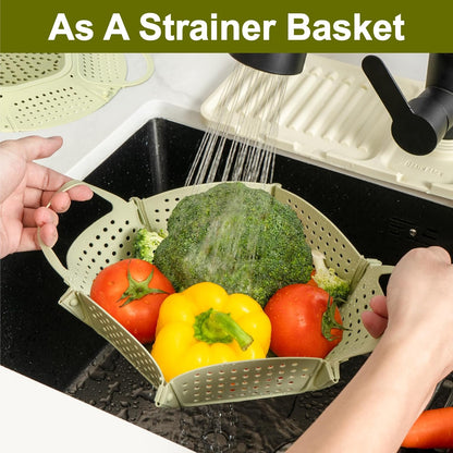 Large Collapsible Silicone Steamer Basket, Expandable for Pot,Non Slip Feet
