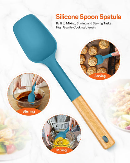 Badiano Silicone Spoon Spatula, Nonstick Rubber Spatula, Grey