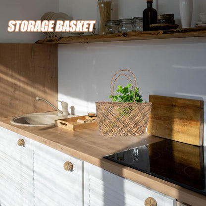 Homoyoyo Hand-woven Basket Wear-resistant and Multi-functional Storage Container with Handmade Handle for Fruits and Vegetables, for Home Decor and Kitchen Organization
