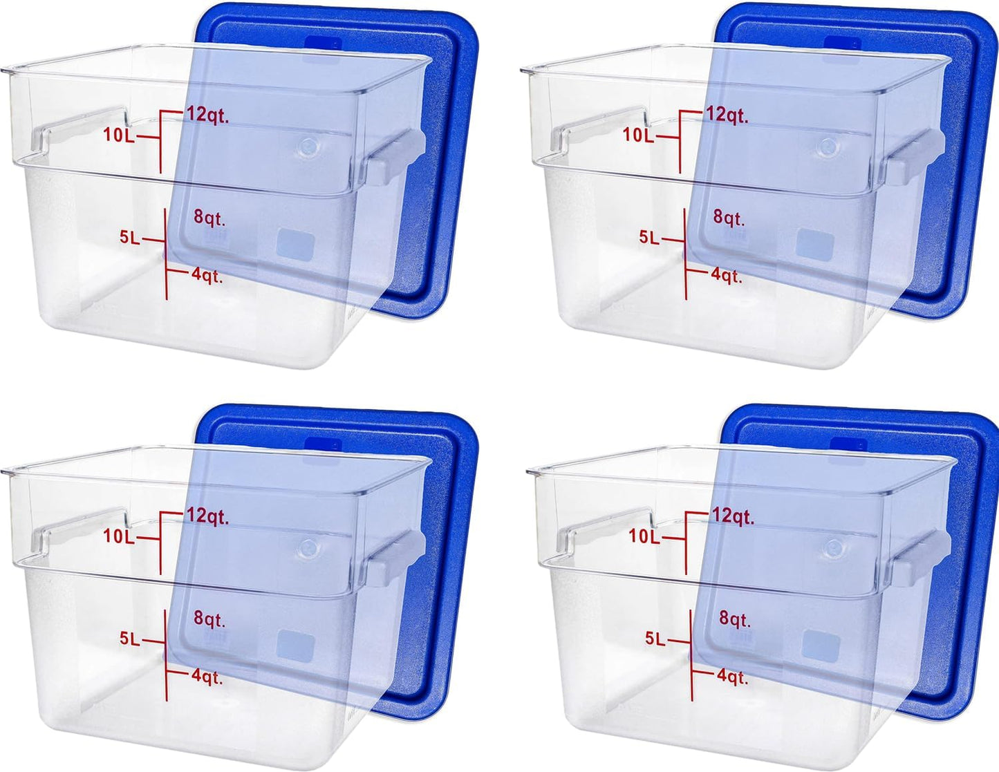 Tiger Chef Food Storage Containers with Lids - Plastic Container Set for Pantry Storage- 12 Qt Commercial Grade for Sugar, Flour, Cereal, Dry Goods