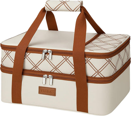 Casserole Carrier Bag, Single Insulated Food Bag, Hot Cold Lasagna Holder Tote for Picnic, Potluck or Travel, Lightweight Picnic Bag