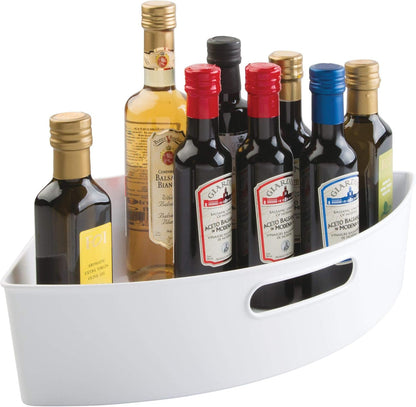 iDesign Recycled Plastic 1/4 Wedge Lazy Susan Turntable Organizer with Handle, Pantry, Bathroom, General Storage and More – 16.5" x 11" x 4", White
