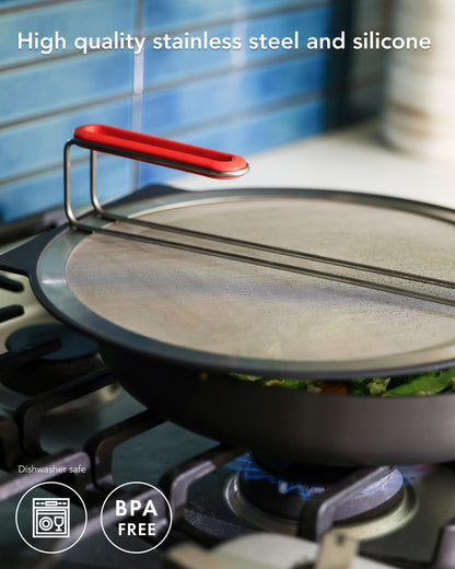 AirHood Self-Standing Splatter Screen – Heavy-Duty Stainless Steel Grease Guard for Frying Pans & Induction Cookers – Heat-Resistant, BPA-Free, Dishwasher Safe, Compact Storage
