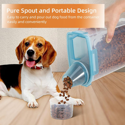 LEAWALK Airtight Small Cat Dog Pet Food Storage Containers BPA Free, with Large Pour Spout/1 Measuring Cup/ 4 Safety Locks and Double-layer Silicone Strip (Olive Gray x 2, 3L-2pack)