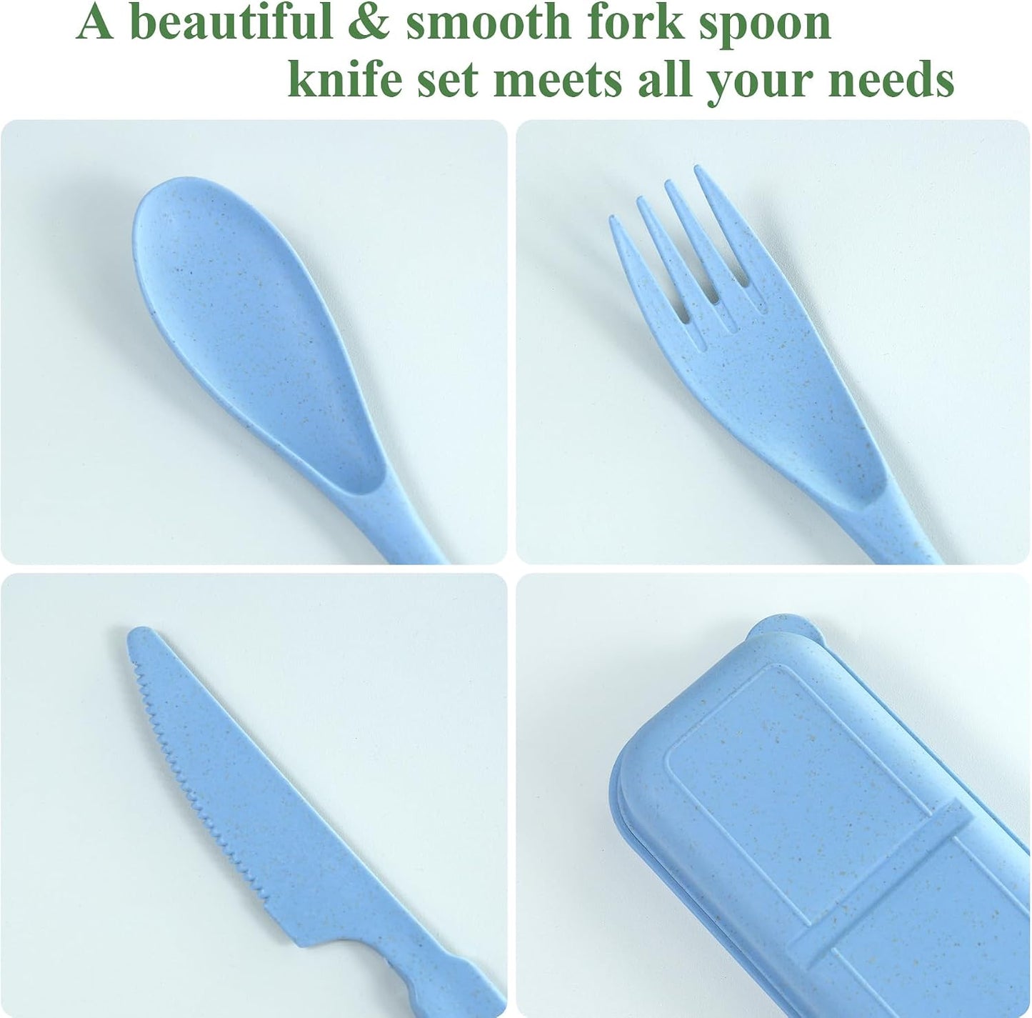 4 Sets Reusable Utensils Set with Case, Travel Utensils with Case, Reusable Utensils for Lunch Box Accessories, Portable Lunch Utensils Set for Travel Daily Use