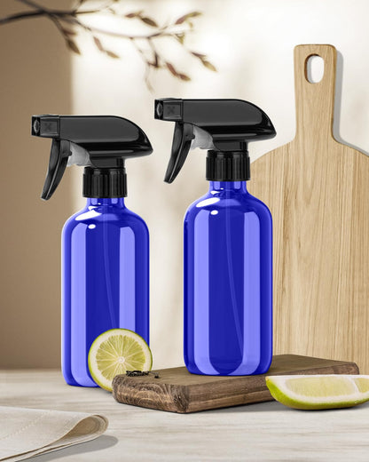 Bontip Glass Spray Bottle 16 oz for Cleaning, Plants (2 Pack, Amber)