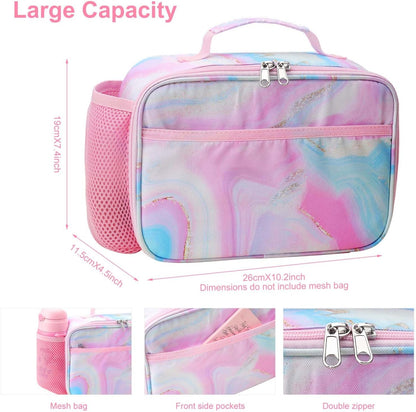 RHCPFOVR Kids Lunch Bag - Insulated Lunch Box for Boys Girls,Washable Lunch Bag and Reusable Toddler Leak-proof Lunchbox for School and Daycare - Colors A