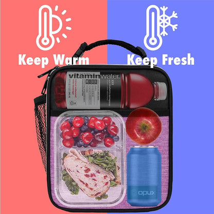 opux Premium Insulated Lunch Box, Soft School Lunch Bag for Kids Boys Girls, Leakproof Small Lunch Pail Men Women Work, Reusable Compact Cooler Tote Lunchbox for Office Adult, Black