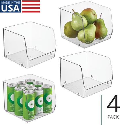 iDesign Open-Front Storage Bin - All-Purpose Bin for Kitchen, Bathroom, or Office - Clear - Made in USA