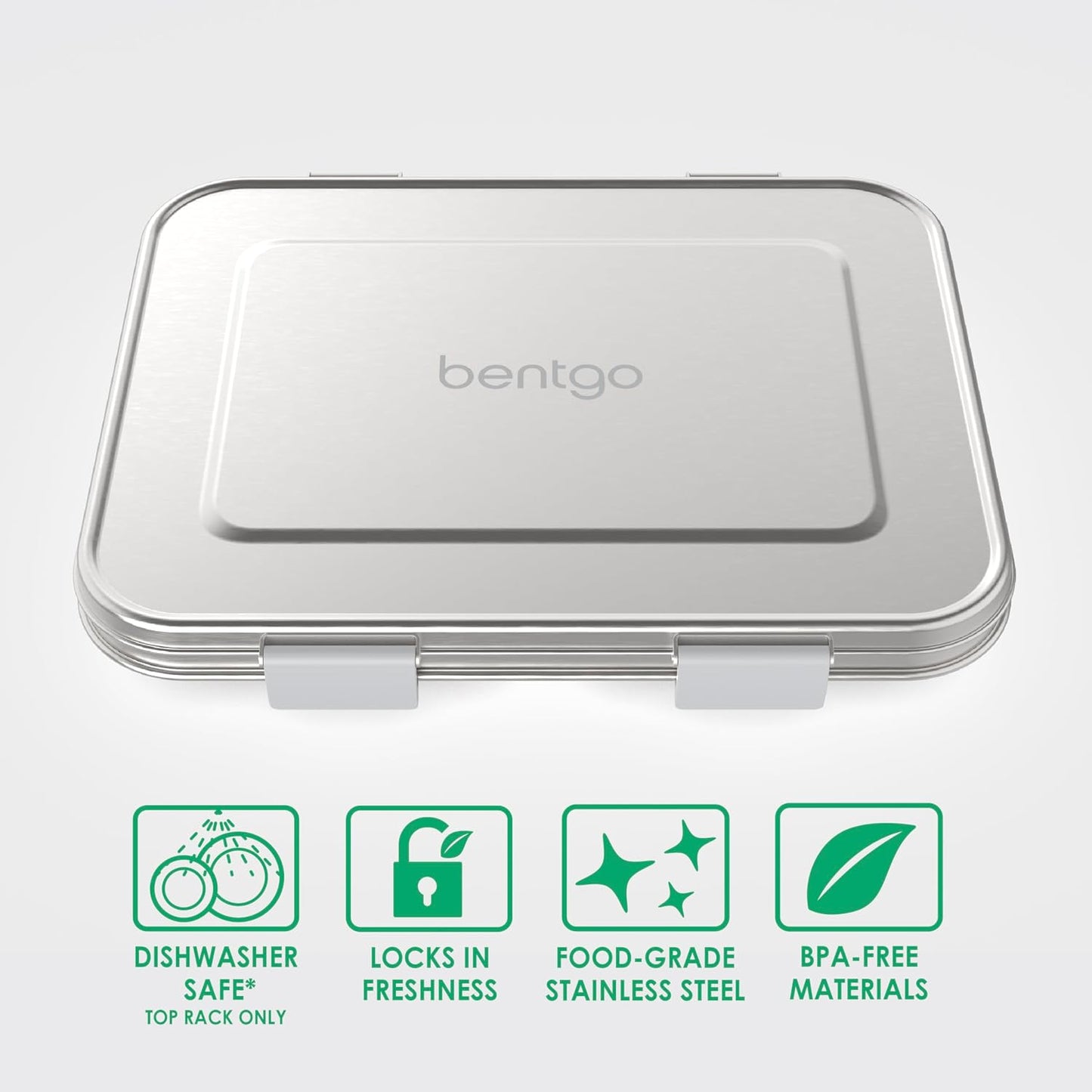 Bentgo Kids Stainless Steel Leak-Resistant Lunch Box - 3-Compartments with Bonus Silicone Container, Durable, Eco-Friendly, Dishwasher Safe, BPA-Free, Ideal for School, Ages 3+ (Silver)