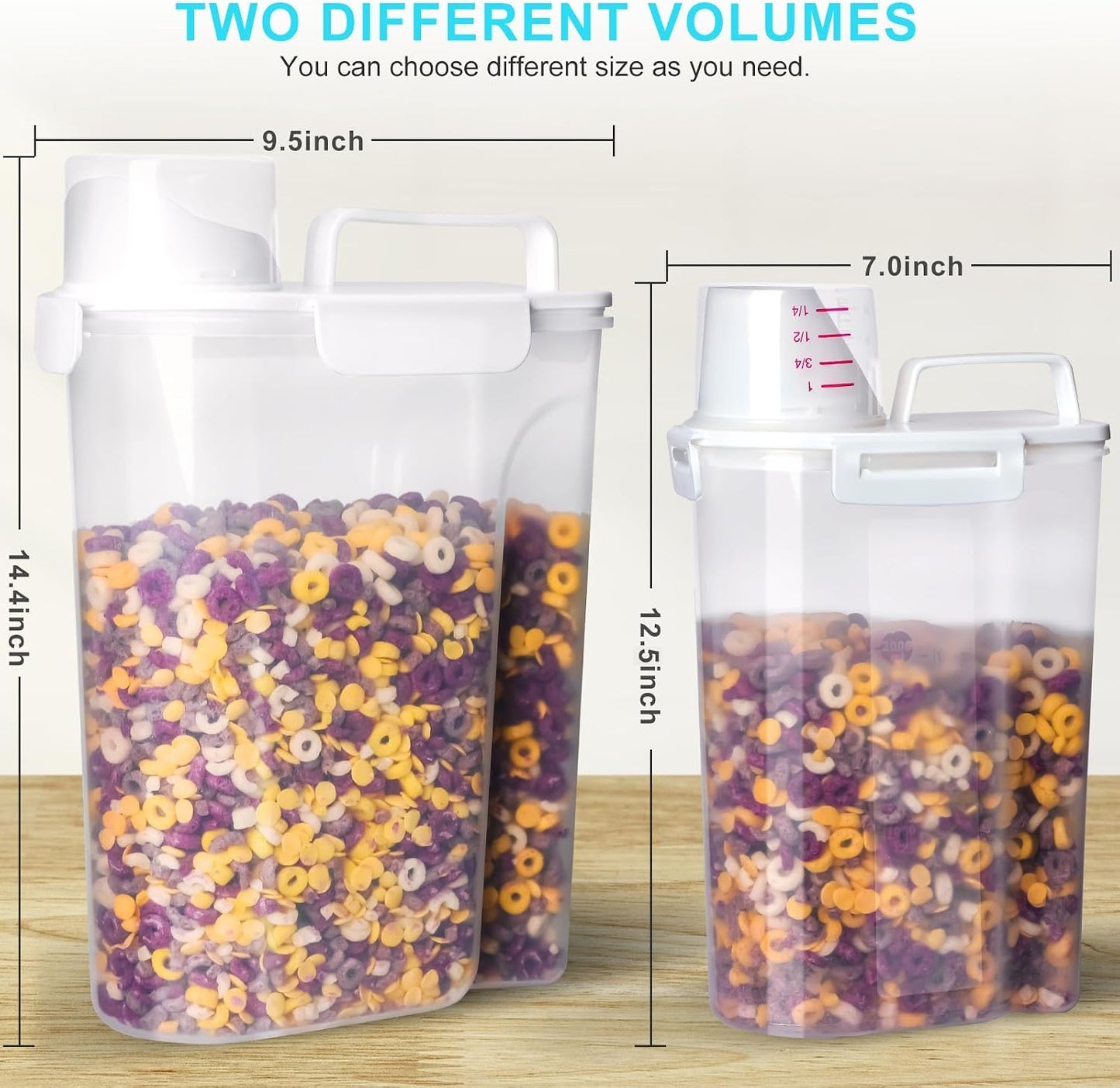 Uppetly Rice Airtight Dry Food Storage Containers, BPA Free Plastic Storage Bin Dispenser with Pourable Spout, Measuring cup for Cereal, Flour and Baking Supplies, Include a Stainless Steel Whisk