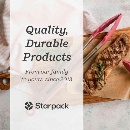 StarPack Premium Silicone Kitchen Tongs Set of 2 (9-Inch & 12-Inch) - Stainless Steel with Non-Stick Silicone Tips, High Heat Resistant to 480°F, For Cooking, Serving, Grill, BBQ & Salad (Cherry Red)