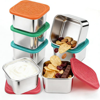 3 Pack Stainless Steel Reusable Snack Containers with Lids - 8.45 oz Small Metal Snack & Lunch Food Boxes, Shatterproof Leakproof Freezer Safe Meal Prep Containers for Portioning Snacks, Dips
