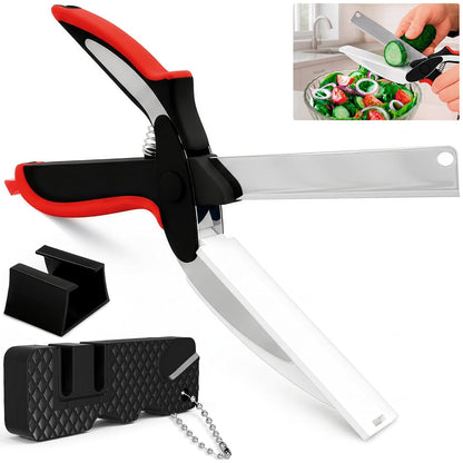 2 in 1 Kitchen Scissors for Food with Knife Sharpener (Grey)