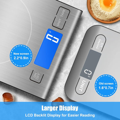 33lb Rechargeable Food Scale, Diyife 304 Stainless Steel Kitchen Scale