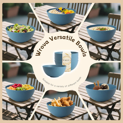 Wrova Wheat Straw Bowls for Kitchen set of 6,Anti-Scald Thick Soup Bowls 40oz,Microwave and Dishwasher Safe Bowl Sets, Unbreakable Cereal Bowl Sets. Vibrant Series
